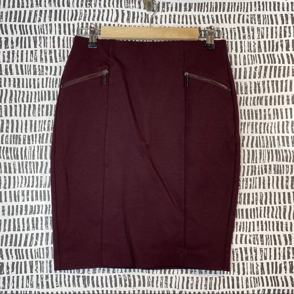 Alfani Wine Pencil Skirt with Zip Pockets